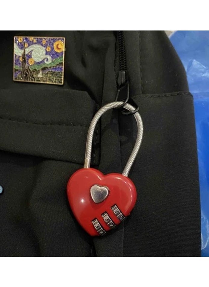 amazing.EGP - Heart-shaped zinc alloy lock with 3 digital dials to identify the secret code, for handbags, travel bags and zippered bags - Image 1