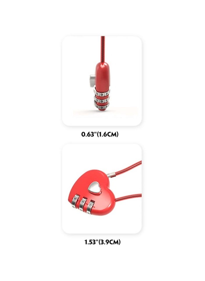 amazing.EGP - Heart-shaped zinc alloy lock with 3 digital dials to identify the secret code, for handbags, travel bags and zippered bags - Image 1