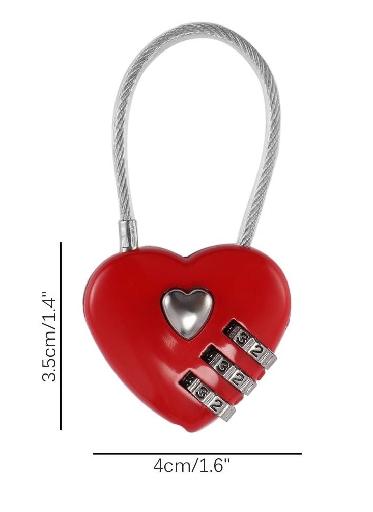 amazing.EGP - Heart-shaped zinc alloy lock with 3 digital dials to identify the secret code, for handbags, travel bags and zippered bags - Image 1