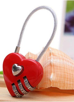 Heart-shaped zinc alloy lock with 3 digital dials to identify the secret code, for handbags, travel bags and zippered bags