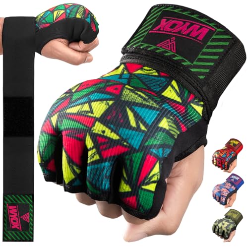 WYOX Gel Boxing Hand Wraps Inner Gloves for Men & Women, 80cm Quick Wrist Straps, Padded Knuckle Protection for Muay Thai Kickboxing, Hand Wraps for Boxing & Martial Arts (Xeno Picasso, L/XL) - Image 1