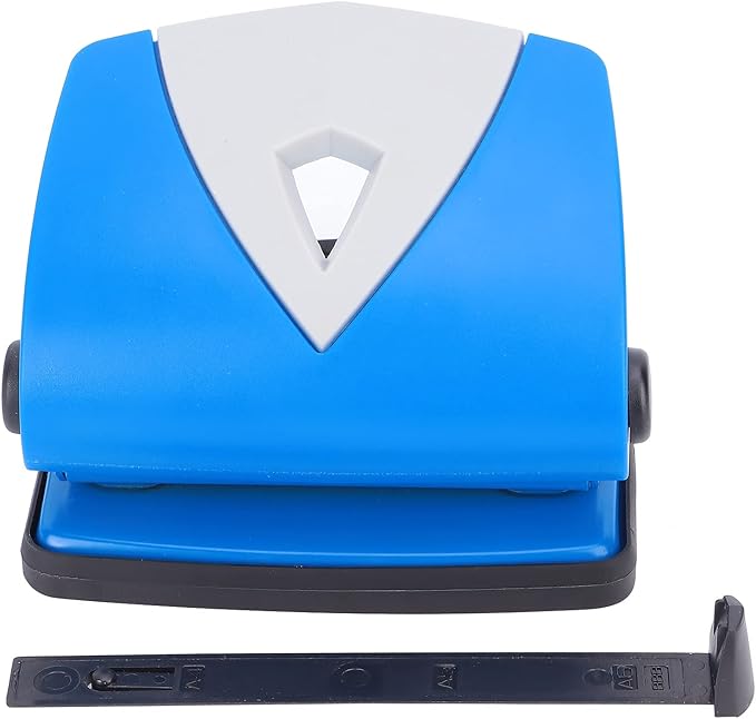 Compact Blue Adjustable Hole Punch With Ruler For Stationery Binding Durable ABS Plastic - Image 1