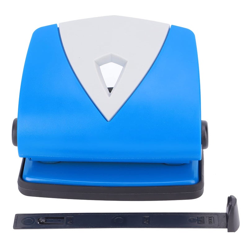 Compact Blue Adjustable Hole Punch With Ruler For Stationery Binding Durable ABS Plastic - Image 2