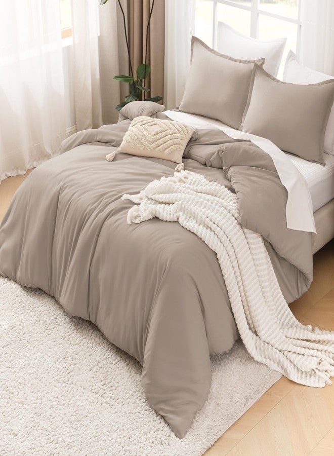 Litanika Light Coffee Comforter King Size, 3 Pieces Lightweight Solid Bedding Comforter Set, All Season Fluffy Bed Set (104x90In Comforter & 2 Pillowcases) - Image 2