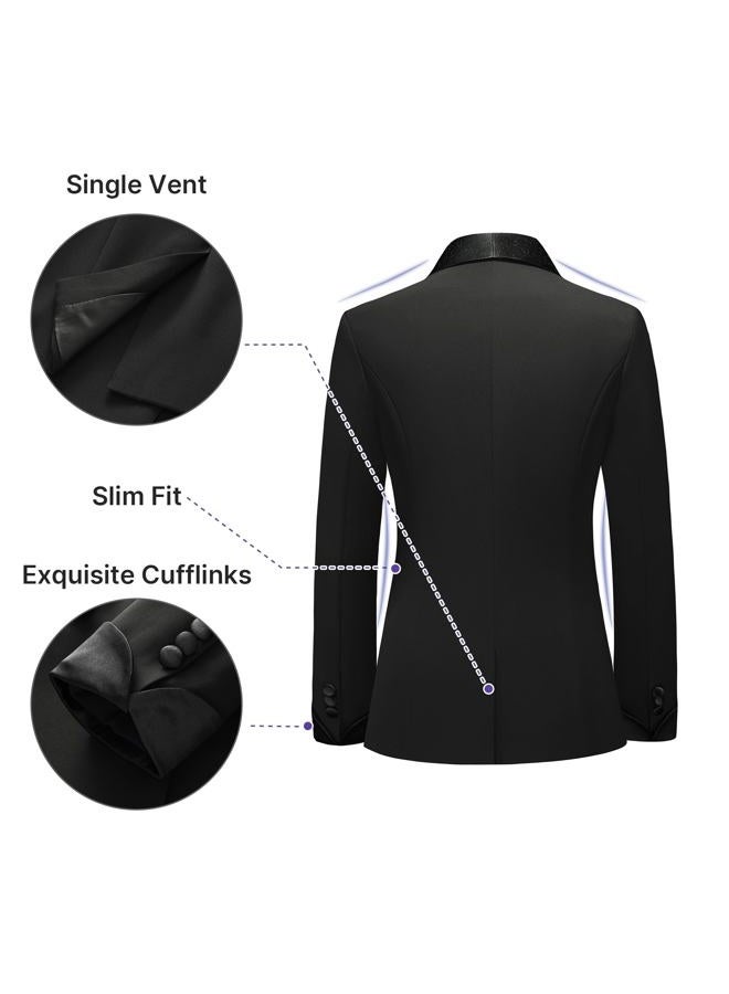 TronStore Women's Pants Suit 2 Piece Set Smil Fit Jacket Shawl Sollar Blazer Dress for Women Black S - Image 4