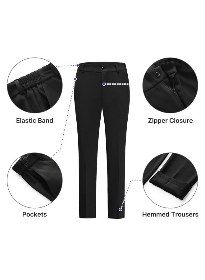 TronStore Women's Pants Suit 2 Piece Set Smil Fit Jacket Shawl Sollar Blazer Dress for Women Black S - Image 5