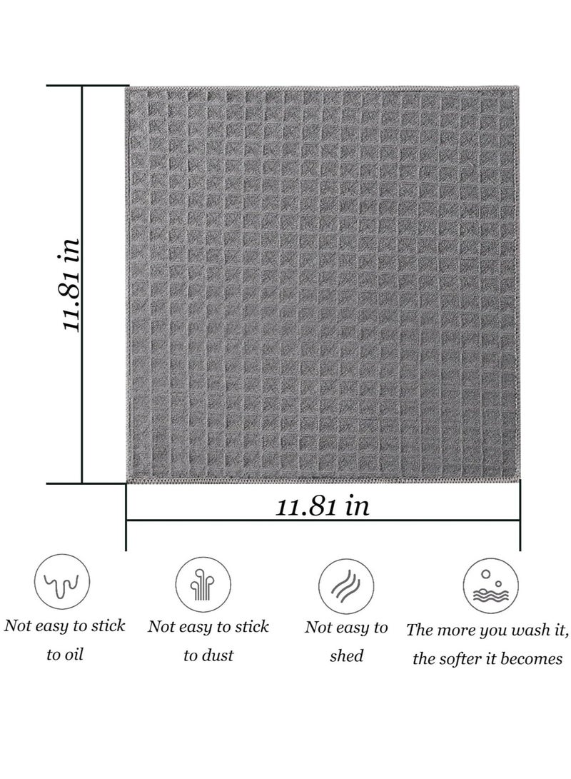 Mmmon 6Pcs Kitchen Dish Towels,Cotton Cleaning Cloth Kitchen Dish Rags,Highly Absorbent Waffle Cloth Teatowel for Cleaning Quick Drying of Plates and Glasses(Grey) - Image 3