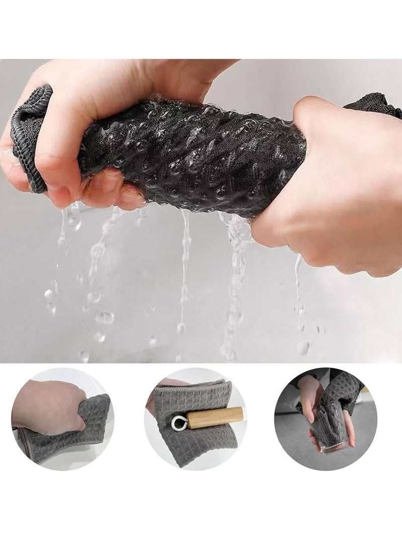 Mmmon 6Pcs Kitchen Dish Towels,Cotton Cleaning Cloth Kitchen Dish Rags,Highly Absorbent Waffle Cloth Teatowel for Cleaning Quick Drying of Plates and Glasses(Grey) - Image 5