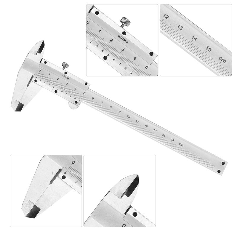 Vernier Caliper: 150mm/0-6" Silver Hardened Stainless Steel - Superior Durability Reliable 0.02mm/0.001" Resolution - Sliding Gauge for Jewelry School Antique Measurement - Image 5
