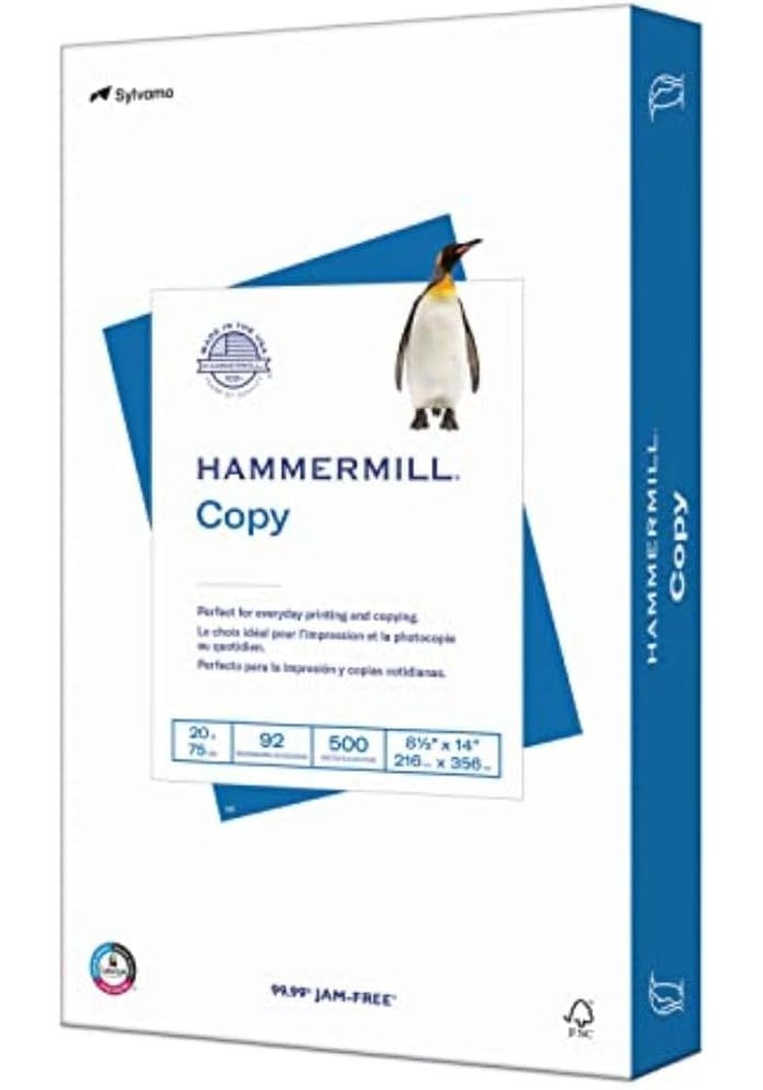 Hammermill 20 lb Copy Paper, Legal Size (8.5 x 14), 500 Sheets, 92 Bright, Made in the USA - Image 1