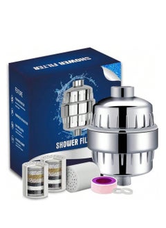 Shower Filter, 25 Stage Shower Filter Water Softener, Shower Head Filter for Hard Water, with 3 Replaceable Filter Cartridges,Universal Replaceable Shower Head Water Purifier to Remove Chlorine