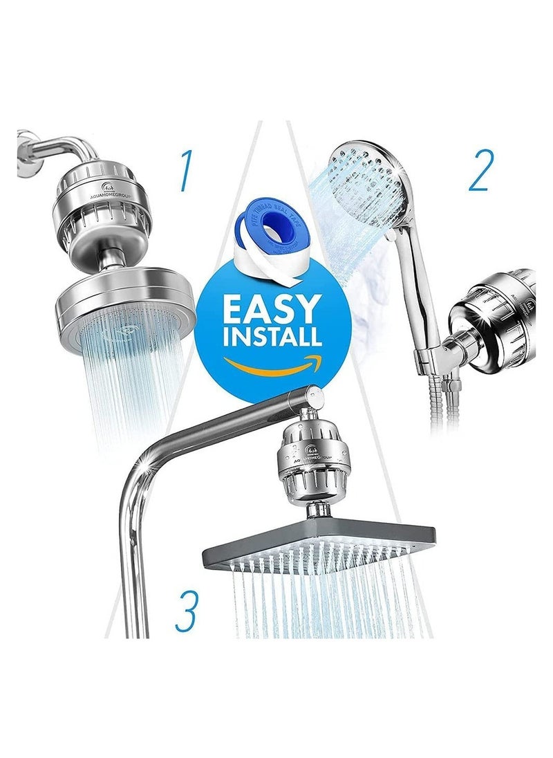 DMG TECH - Shower Filter, 25 Stage Shower Filter Water Softener, Shower Head Filter for Hard Water, with 3 Replaceable Filter Cartridges,Universal Replaceable Shower Head Water Purifier to Remove Chlorine - Image 1