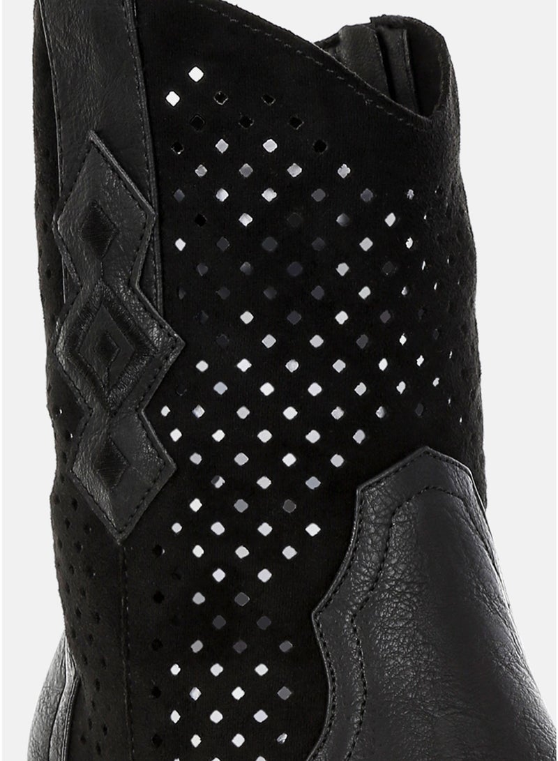 London Rag Women's Woven Cowboy Boots in Black - Image 4