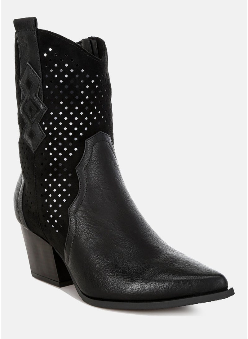 London Rag Women's Woven Cowboy Boots in Black - Image 2