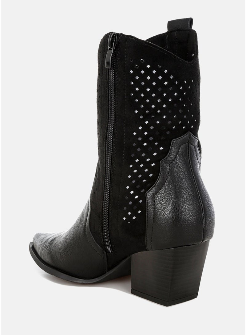 London Rag Women's Woven Cowboy Boots in Black - Image 3