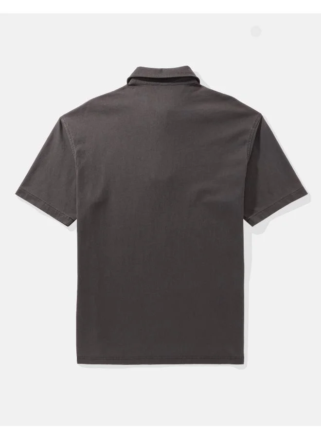 American Eagle Oversized Half Zip-Up Polo Shirt