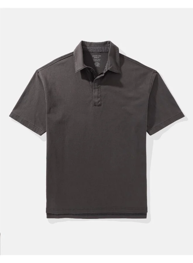 American Eagle Oversized Half Zip-Up Polo Shirt