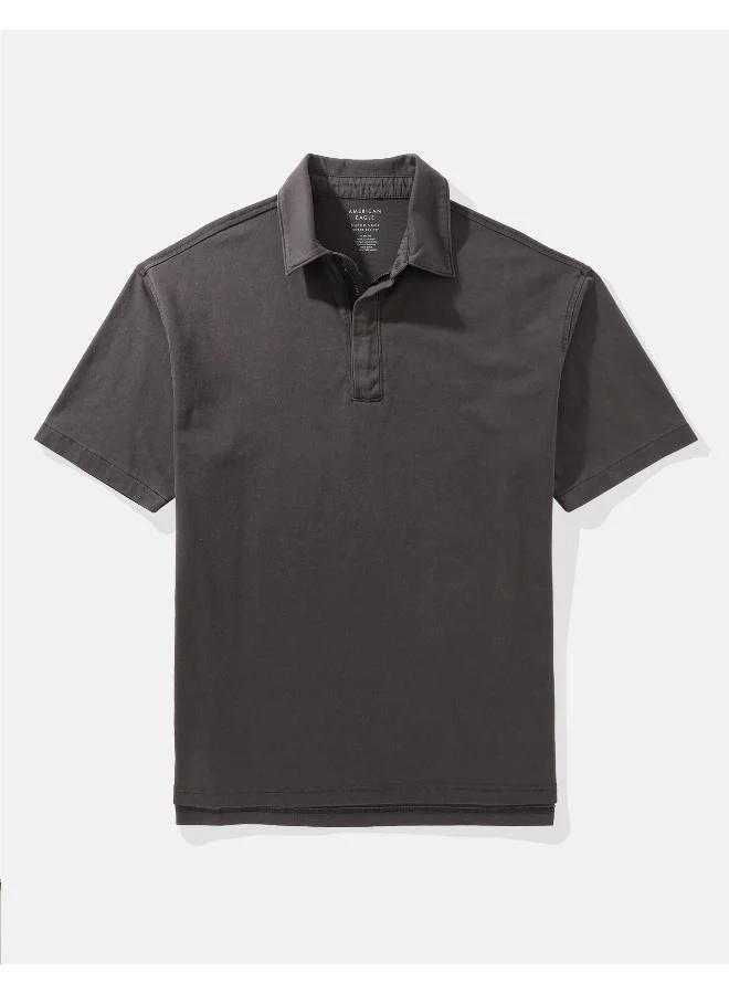 American Eagle Oversized Half Zip-Up Polo Shirt