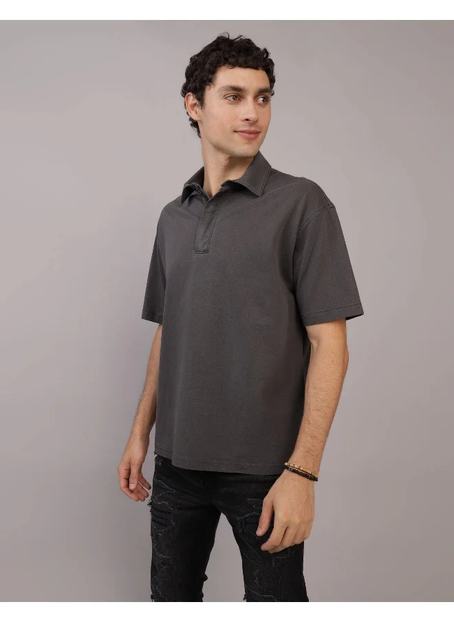 امريكان ايجل Oversized Half Zip-Up Polo Shirt