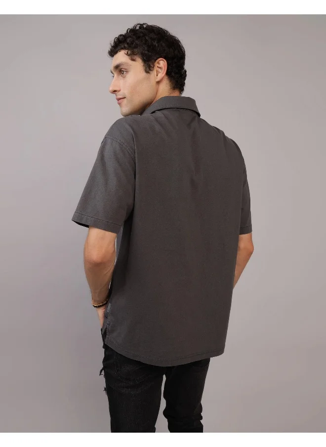 امريكان ايجل Oversized Half Zip-Up Polo Shirt