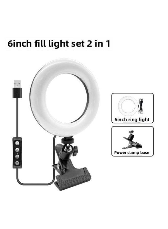 6 Inch Small Fill Light Computer Video Conference Rgb Ring Clip Network Teaching Notebook Led Live Light-Light Source Color:6 Inch Three Color Video Conference Lamp (clip)  - Image 1