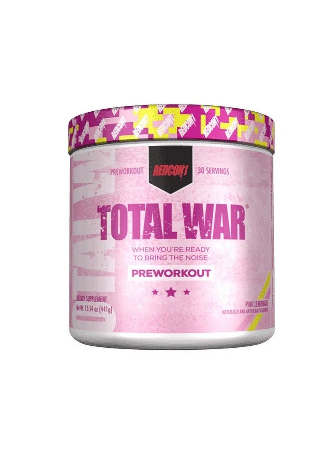 Redcon1, Total War, Preworkout, Pink Lemonade, Powder, 30 Servings - Image 1