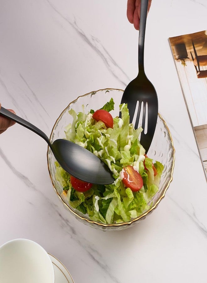 Seeshine Matte Black Serving Set, 4-Piece Stainless Steel Large Hostess Set Include Slotted Spoon Serving Spoon Serving Fork and Cake Server, Ideal for Buffets, Home, Gatherings, Restaurant - Image 4