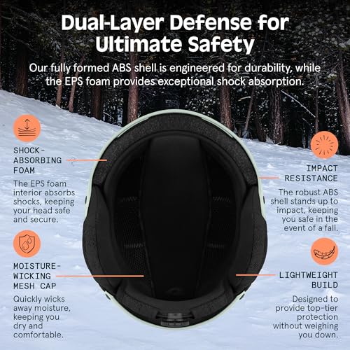 Retrospec Comstock Ski & Snowboard Helmet for Adults - Durable ABS Shell, Protective EPS Foam & 10 Cooling Vents - Adjustable Fit for Men & Women - Winter Sports, Matte Sprucestone, Small 51-54cm - Image 5