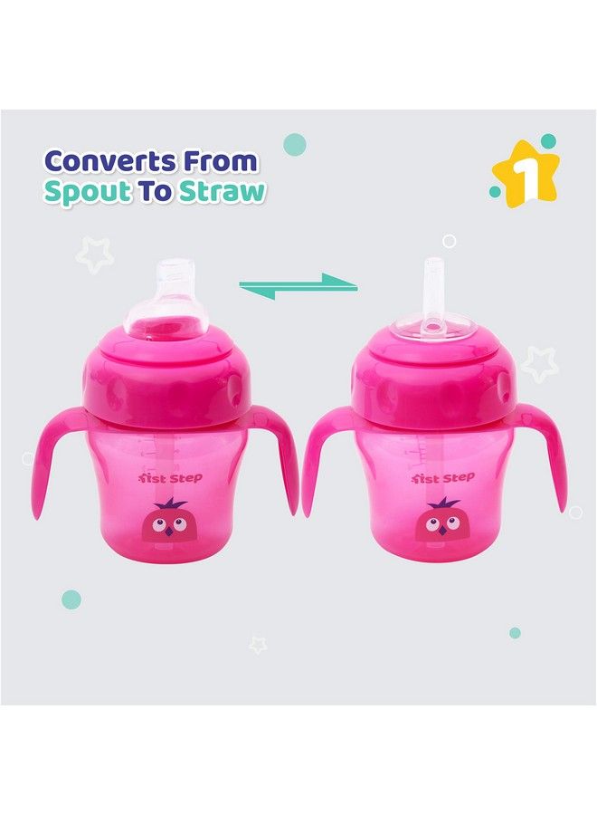 1st Step 150Ml Birdie Bpa Free Nonspill Interchangeable Sipper Sippy Cup With Soft Silicone Spout And Straw (Pink) - Image 3