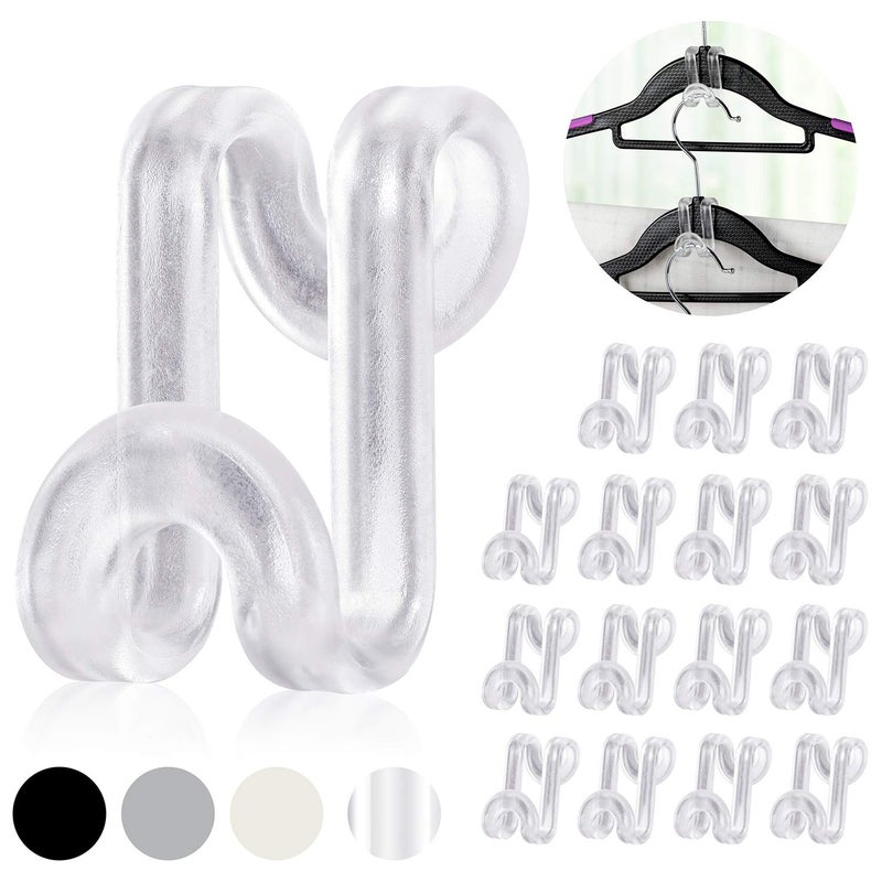 Mlici Hanger Hooks Space Saving, 60 Pack Clothes Hanger Connector Hooks, Transparent Stackable Clothes Hangers with Hooks for Closet Organizer (Clear) - Image 1