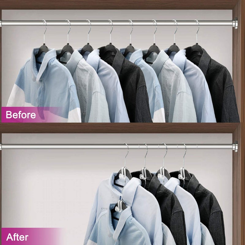 Mlici Hanger Hooks Space Saving, 60 Pack Clothes Hanger Connector Hooks, Transparent Stackable Clothes Hangers with Hooks for Closet Organizer (Clear) - Image 3