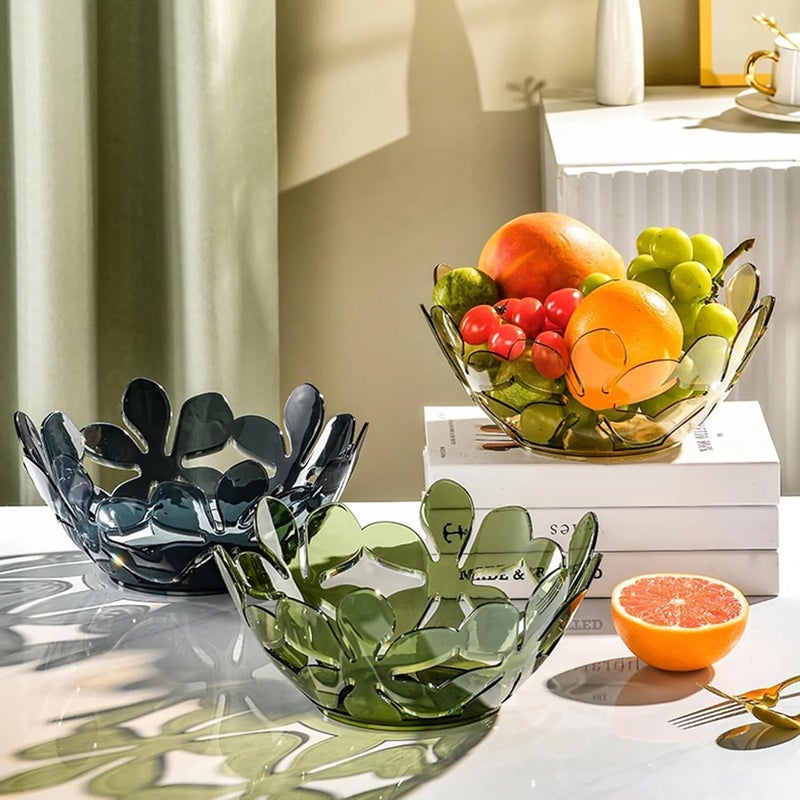 Foxelli FOXELLI Creative Flower Cutout Fruit Bowl Decorative Fruit Tray for Vegetables Transparent Petal Shaped Fruit Basket Snacks Bread Fruits and Candy Tray Hollow Plates Fruit Basket 2 - Image 4