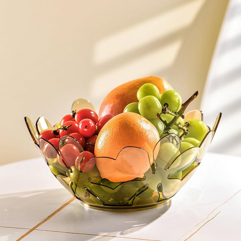 Foxelli FOXELLI Creative Flower Cutout Fruit Bowl Decorative Fruit Tray for Vegetables Transparent Petal Shaped Fruit Basket Snacks Bread Fruits and Candy Tray Hollow Plates Fruit Basket 2 - Image 1