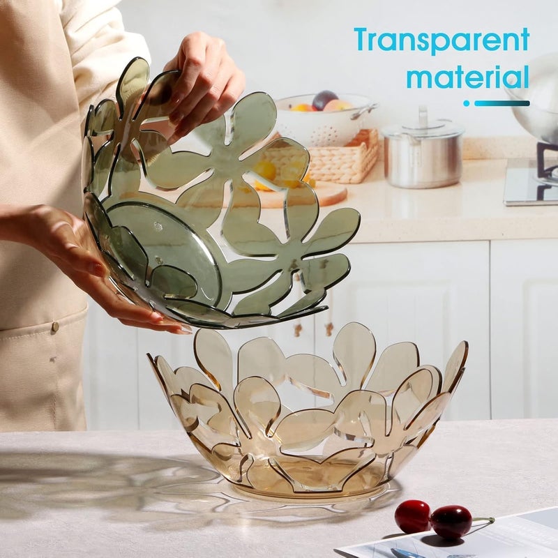 Foxelli FOXELLI Creative Flower Cutout Fruit Bowl Decorative Fruit Tray for Vegetables Transparent Petal Shaped Fruit Basket Snacks Bread Fruits and Candy Tray Hollow Plates Fruit Basket 2 - Image 3