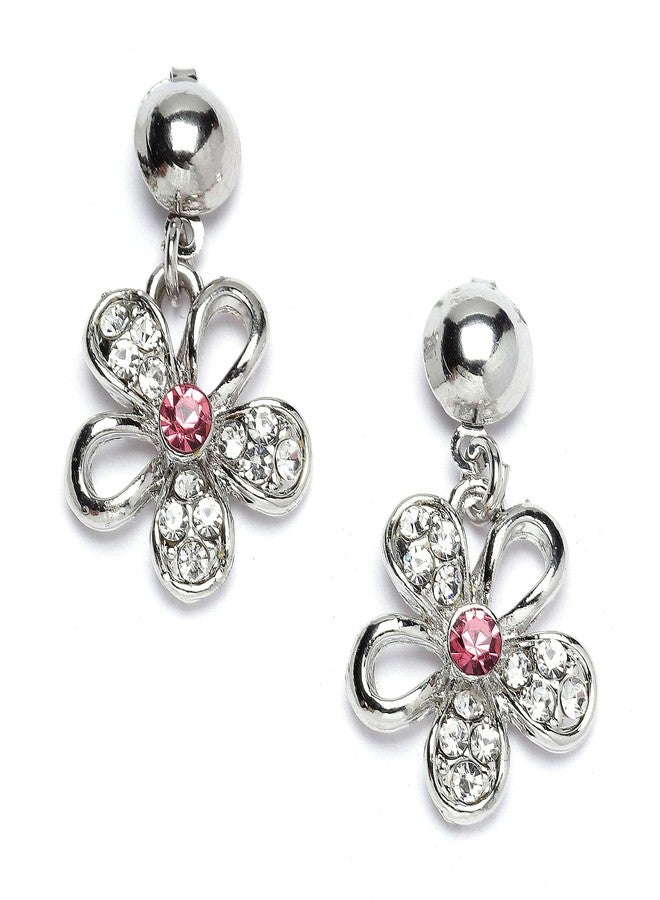 KENNICE Oxidised Silver-Plated Cubic Zirconia & White Pearls Studded Necklace With Earrings Jewellery Set For Girls and Women - Image 4