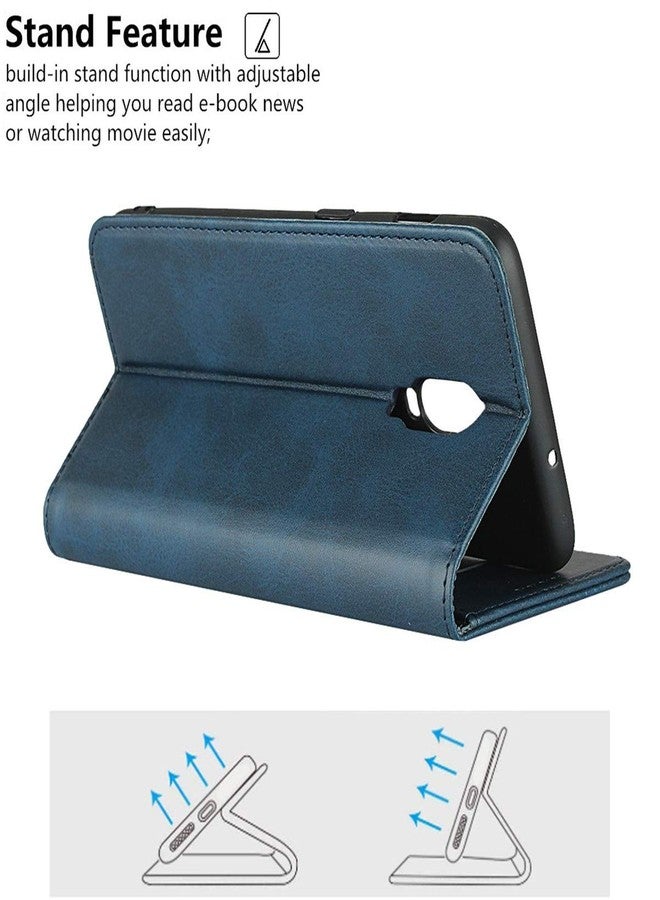 iCoverCase for OnePlus 6T Wallet Case, Premium PU Magnetic Leather Card Slots Holder Carry Kickstand Feature Flip Cover Case for OnePlus 6T (Navy Blue) - Image 5