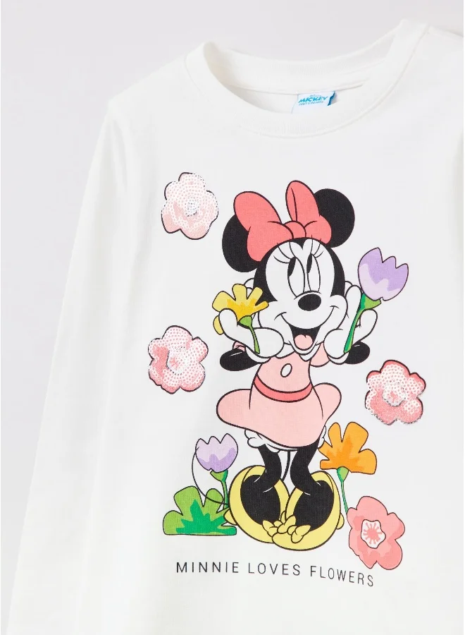 او في اس OVS Disney Minnie Mouse T-Shirt With Long Sleeves