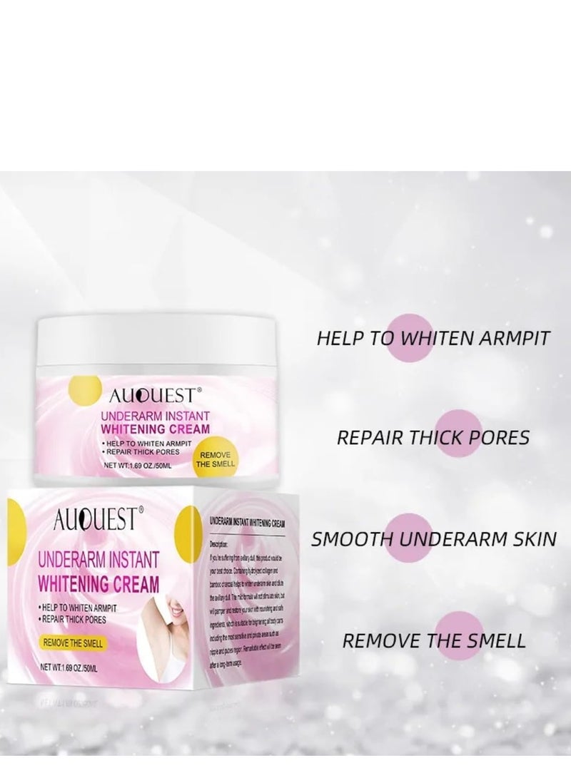 AuQuest Underarm Instant Whitening Cream 50ml, Bleaching Cream For Women For Dark Armpit Body Face Lightening Cream Intimate Skin Cream For Knees Armpit Elbows Private Areas Whitening Cream - Image 5