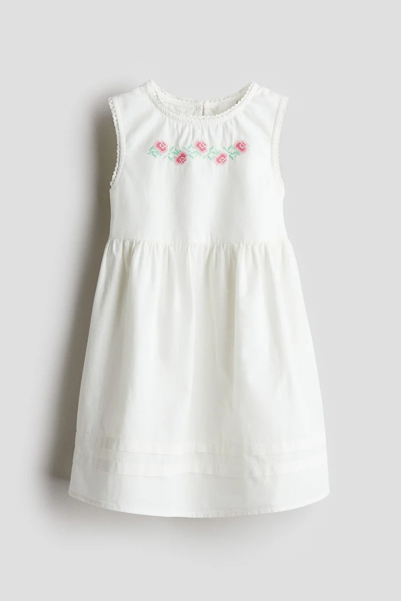 H&M Embroidery-motif poplin dress