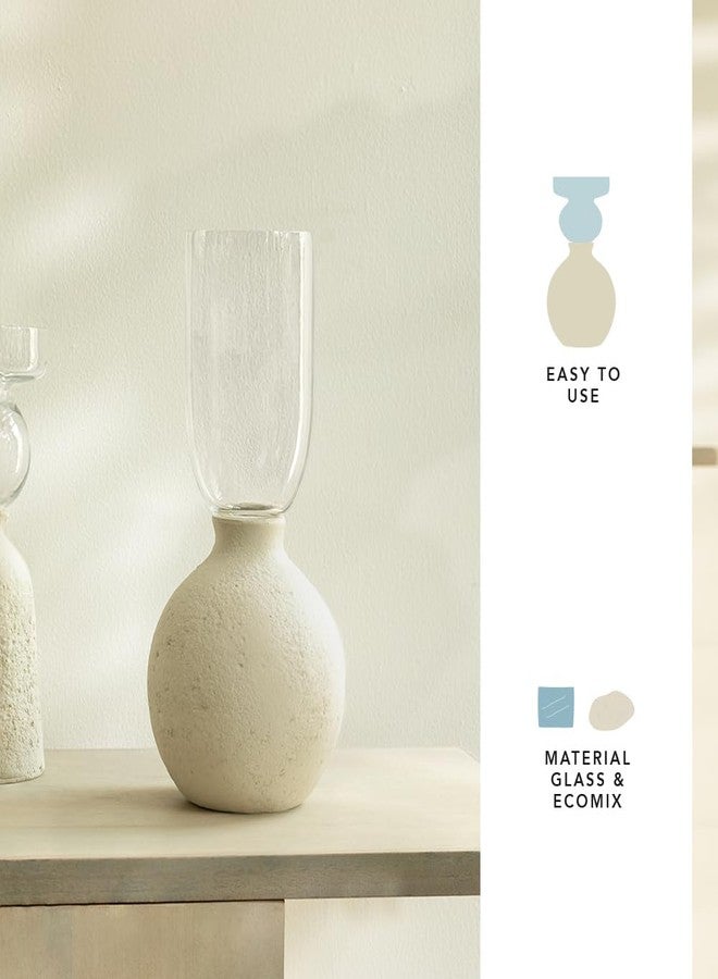 Ellementry Kifa Ecomix Vase - Round | Classic Flower Vase for Living Room, Bedroom, Home & Office Decor | Flower Pot for Table-Top Centerpiece - Image 2