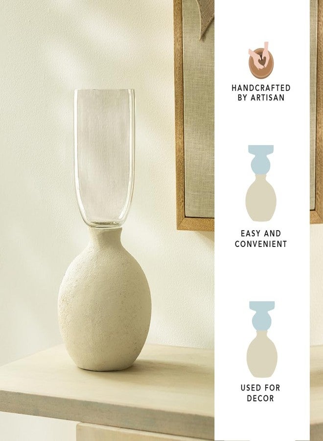 Ellementry Kifa Ecomix Vase - Round | Classic Flower Vase for Living Room, Bedroom, Home & Office Decor | Flower Pot for Table-Top Centerpiece - Image 3