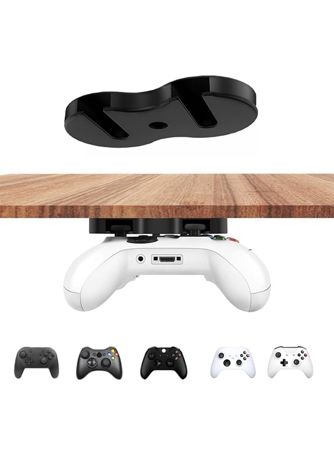 Controller Holder，Under Desk Stand For Xbox Series，Xbox One X，Xbox S， Ps4 And Switch Pro Controller Controller Stand Under Table Organizer，Hanging Storage Bracket With 3M Tape Desk Management - Image 1