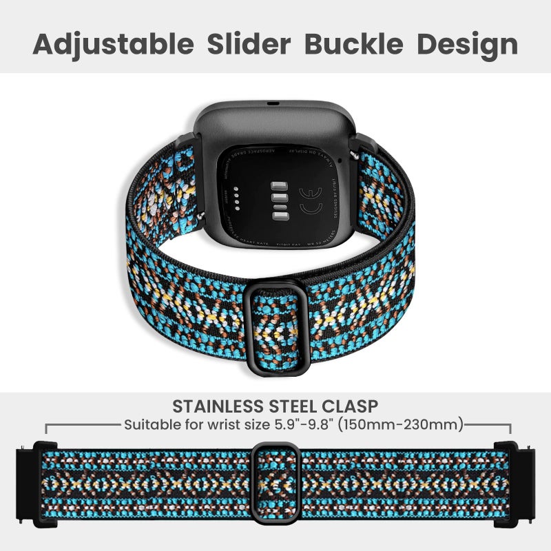 Zspoly 8 Pack Elastic Bands Compatible with Fitbit Versa 2/Versa for Women Men, Adjustable Nylon Braided Strap Solo Loop Sport Replacement Wristband - Image 4