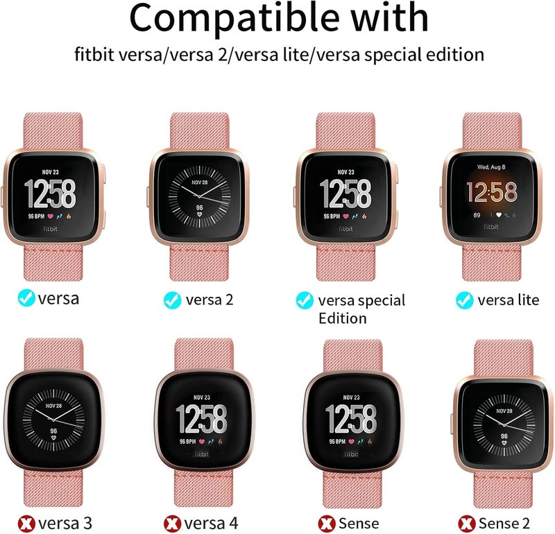 Zspoly 8 Pack Elastic Bands Compatible with Fitbit Versa 2/Versa for Women Men, Adjustable Nylon Braided Strap Solo Loop Sport Replacement Wristband - Image 2