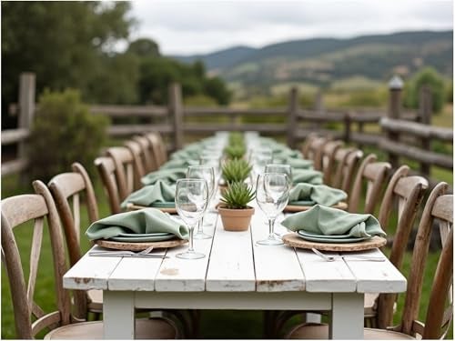 Eight Owls Linen Napkins – 100% French Flax – Stonewashed Pure Linen Cloth Napkins – Mitered Corners – Set of 4 (Sage Green) - Image 3