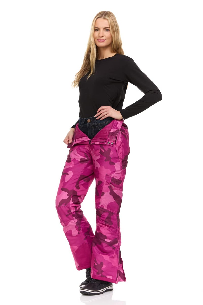 Arctic Quest Women's Snow Ski Pants Water Resistant Softshell Insulated Flare for Snowboarding Hiking Winter Outdoor Pants, Pink Camo, Small - Image 5