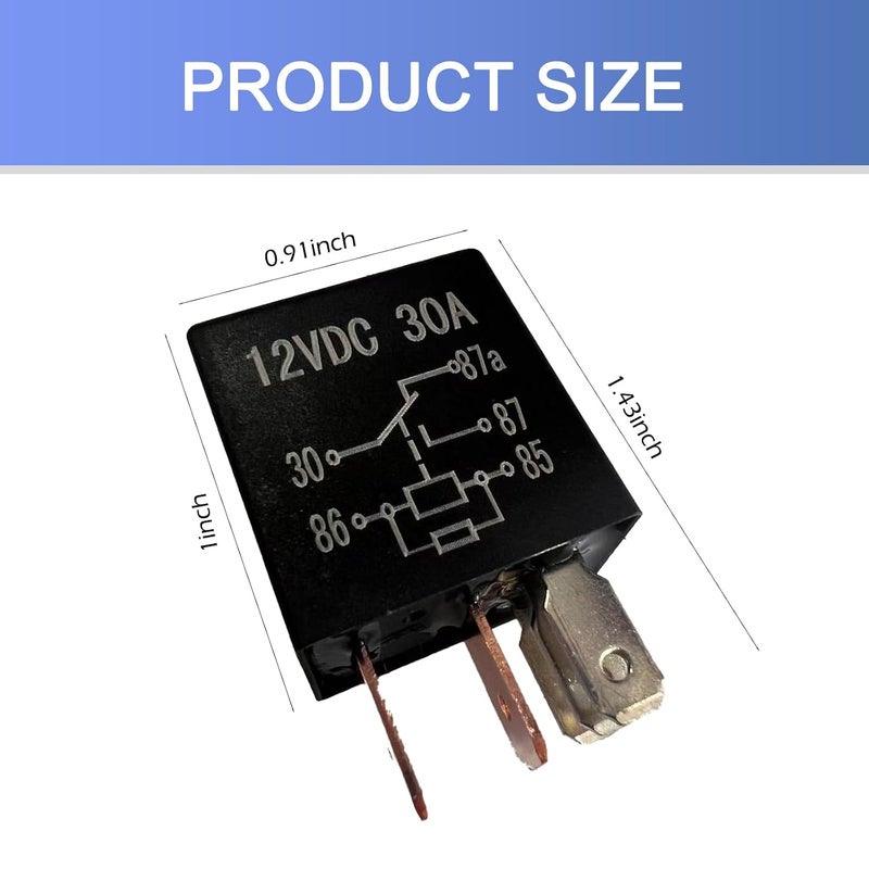 حزمة من 4 مرحلات سيارات DC 12V 5 دبوس، غلاف نايلون مقاوم للماء، مرحل محرك قابل للتبديل والتوصيل والتشغيل، مرحل متعدد الأغراض لمضخة الزيت ومكيف الهواء ومروحة الضوء، عالمي للسيارات والشاحنات (أسود) - Image 2