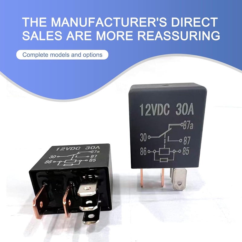 حزمة من 4 مرحلات سيارات DC 12V 5 دبوس، غلاف نايلون مقاوم للماء، مرحل محرك قابل للتبديل والتوصيل والتشغيل، مرحل متعدد الأغراض لمضخة الزيت ومكيف الهواء ومروحة الضوء، عالمي للسيارات والشاحنات (أسود) - Image 3