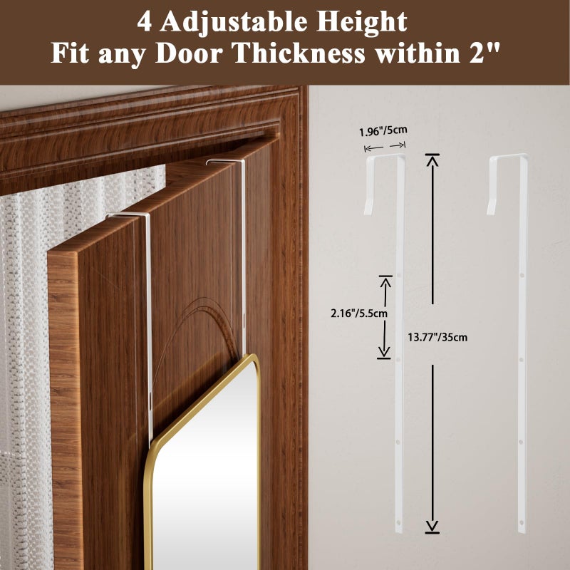 VooBang 14"x48" Full Length Over The Door Mirror - Aluminum Alloy Frame Full Body Mirror with Height-Adjustable Hangers, Hanging Leaning Against Wall for Dorm, Gold - Image 4