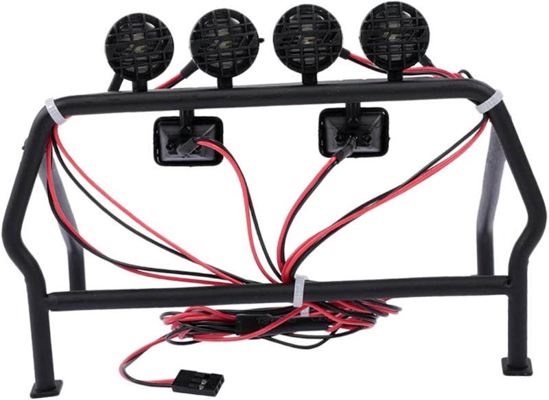 Yurefax RC Car Roof Rack with 6 Lights for 1/10 Axial SCX10 - Image 1